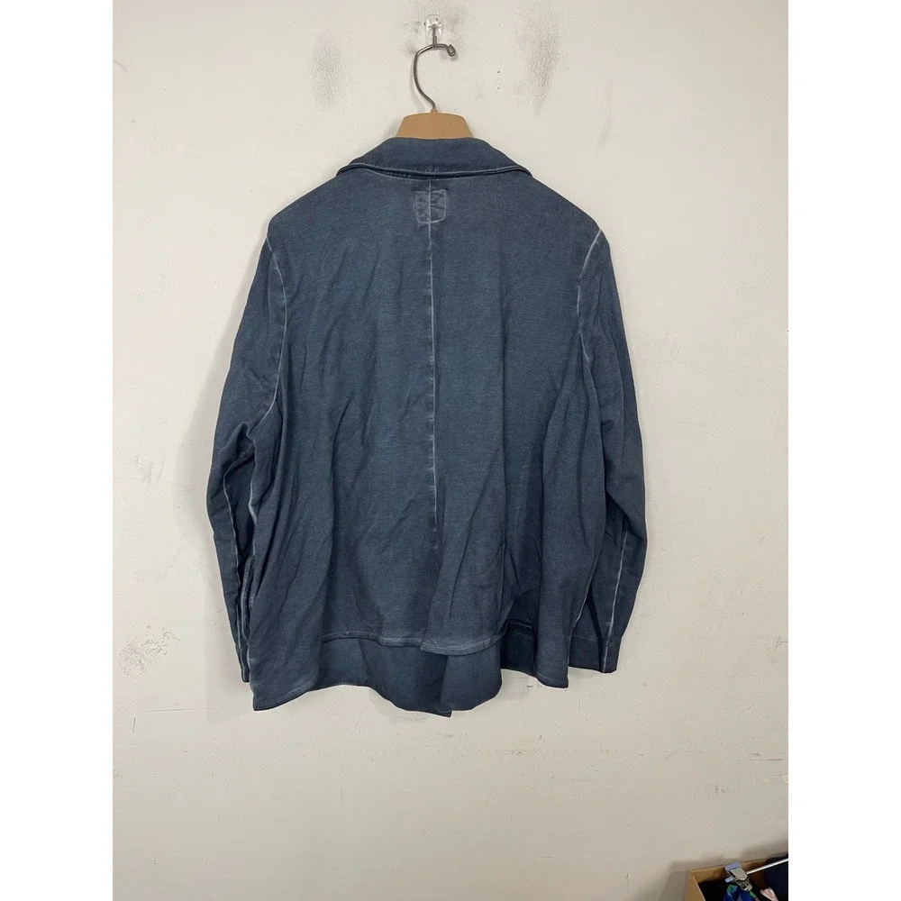 NIC+ZOE Blue Mineral Wash Jersey Knit Open Front Blazer‎ Jacket Womens 2X